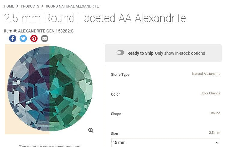 Birthstone Ring: Alexandrite natural color change gems in 14K or Sterling Silver