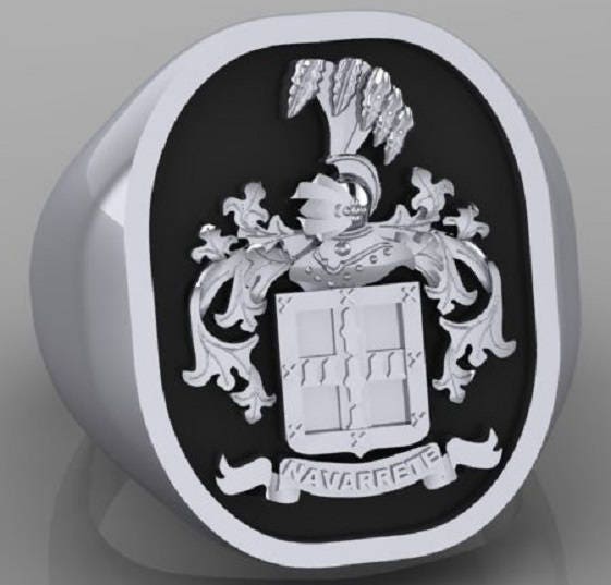 Family Crest custom Signet Ring, Solid Gold or Sterling Silver
