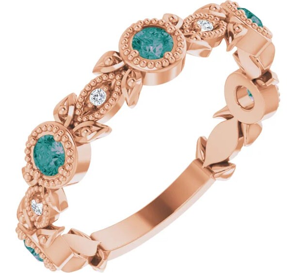 Birthstone Ring: Alexandrite natural color change gems in 14K or Sterling Silver