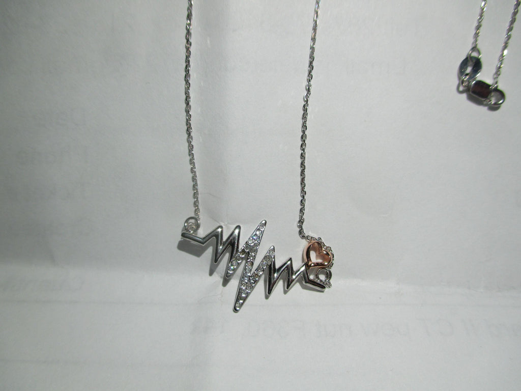 14K Gold Diamond Heartbeat Necklace, Handmade Anniversary Gift