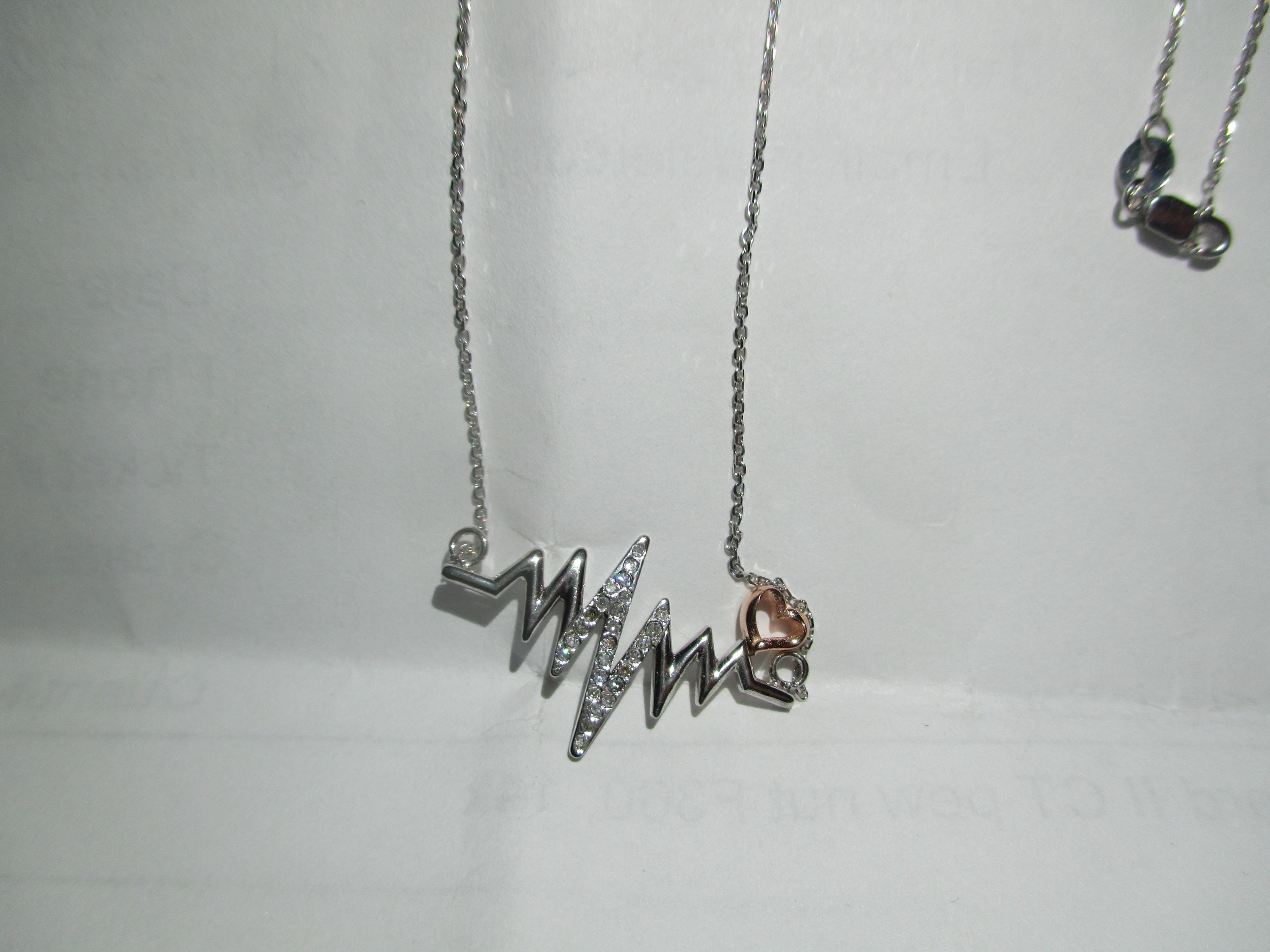 14K Gold Diamond Heartbeat Necklace, Handmade Anniversary Gift