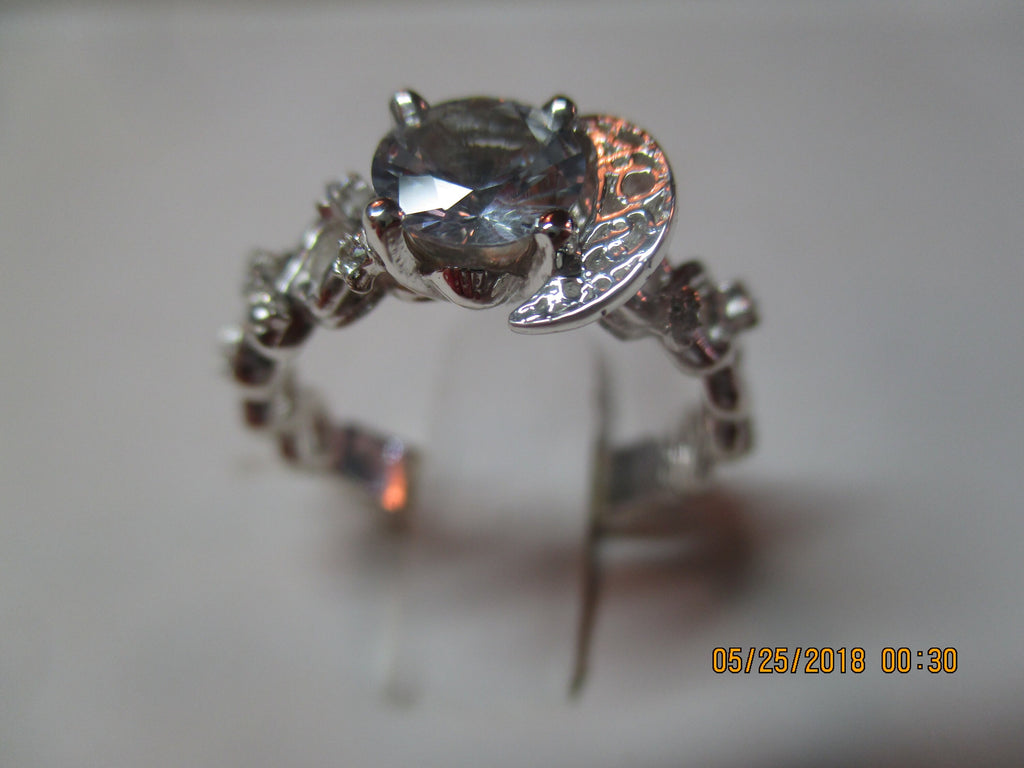 Moon and Stars Filigree diamond engagement ring custom design