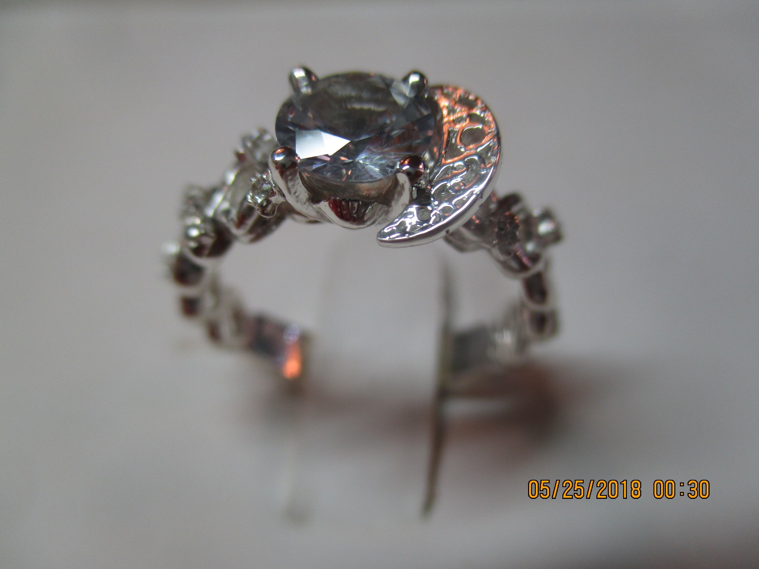 Moon and Stars Filigree diamond engagement ring custom design