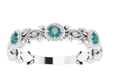 Birthstone Ring: Alexandrite natural color change gems in 14K or Sterling Silver