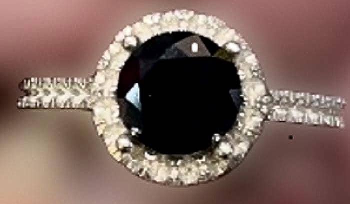 Black Diamond Halo Engagement Ring: 14K White Gold, .43ctw Diamonds