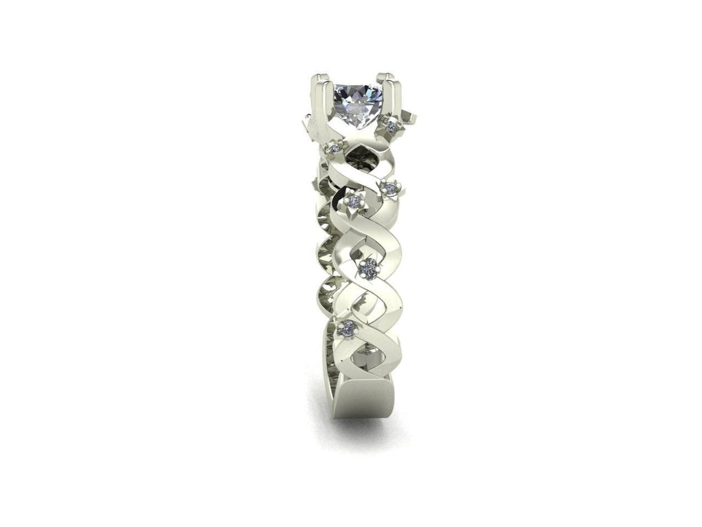 Moon and Stars Filigree diamond engagement ring custom design
