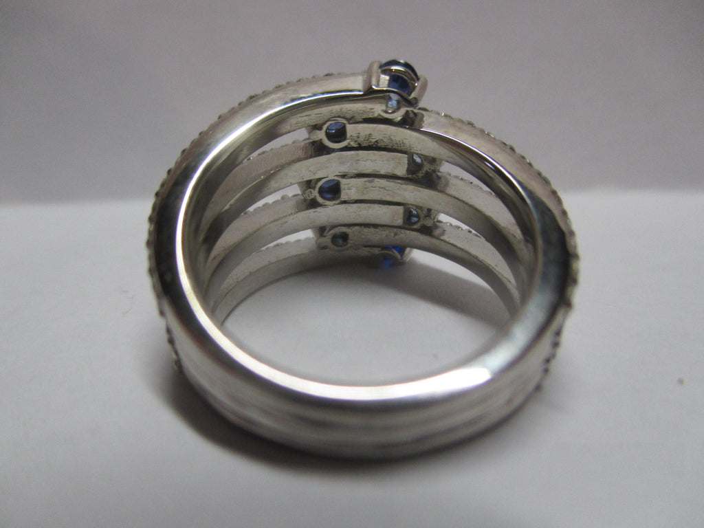 Sapphire and Diamond Statement Ring: 14K Gold Custom Birthstone