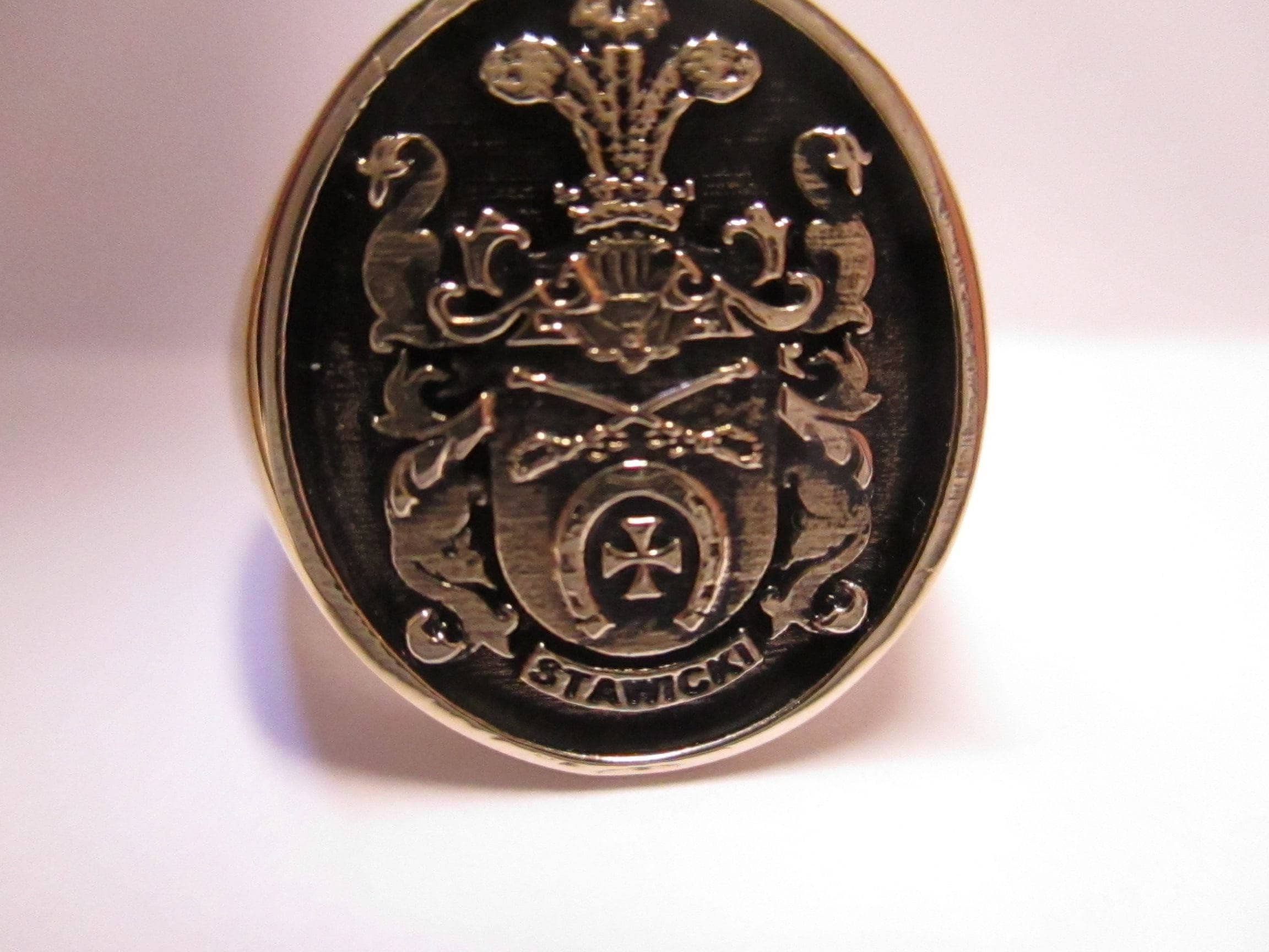 Family Crest custom Signet Ring, Solid Gold or Sterling Silver