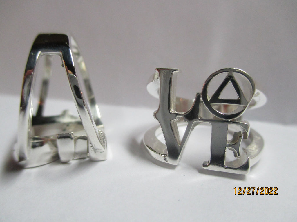 Sober Anniversary Gift recovery AA NA Love Ring in sterling silver