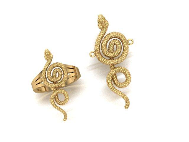 Eyelash Viper Snake Ring, necklace : Solid 14k Gold or Sterling Silver