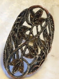 Bold wide Diamond ring in Sterling Silver - Victorian Statement Jewelry