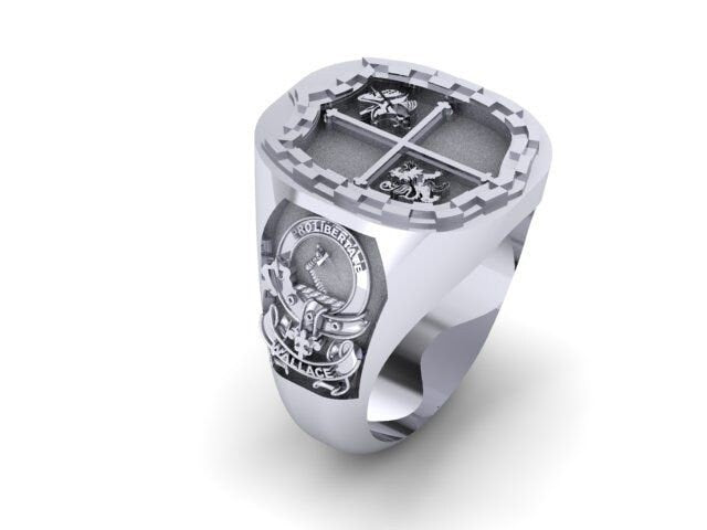 Family Crest custom Signet Ring, Solid Gold or Sterling Silver