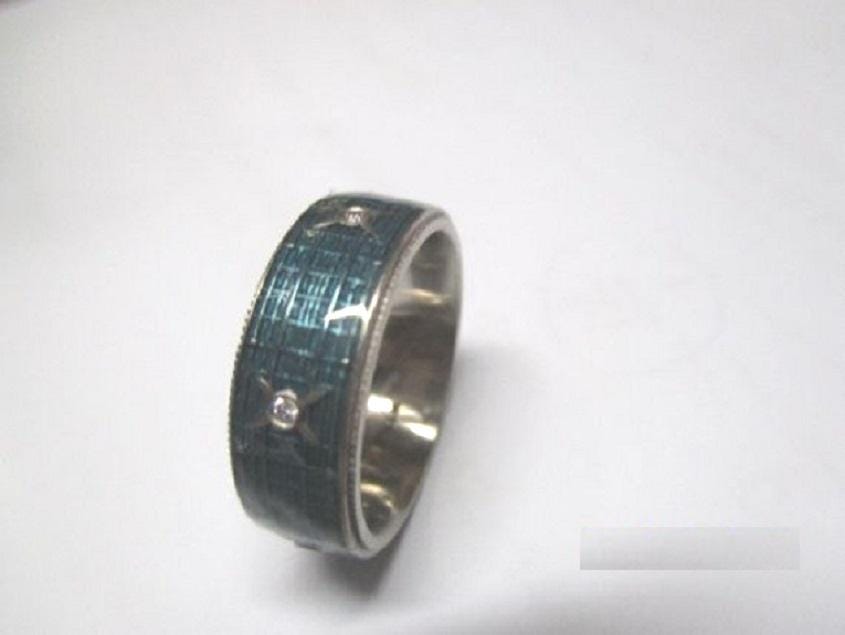 Men's Gamer Ring: Enamel & Diamond Accent, Promise Ring