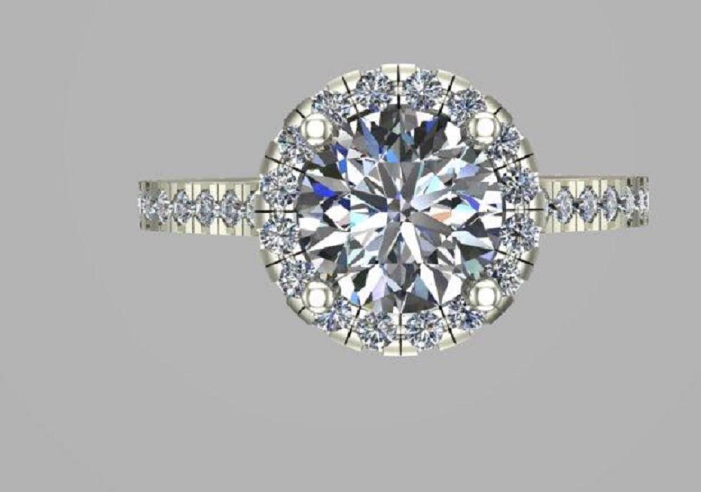 Black Diamond Halo Engagement Ring: 14K White Gold, .43ctw Diamonds