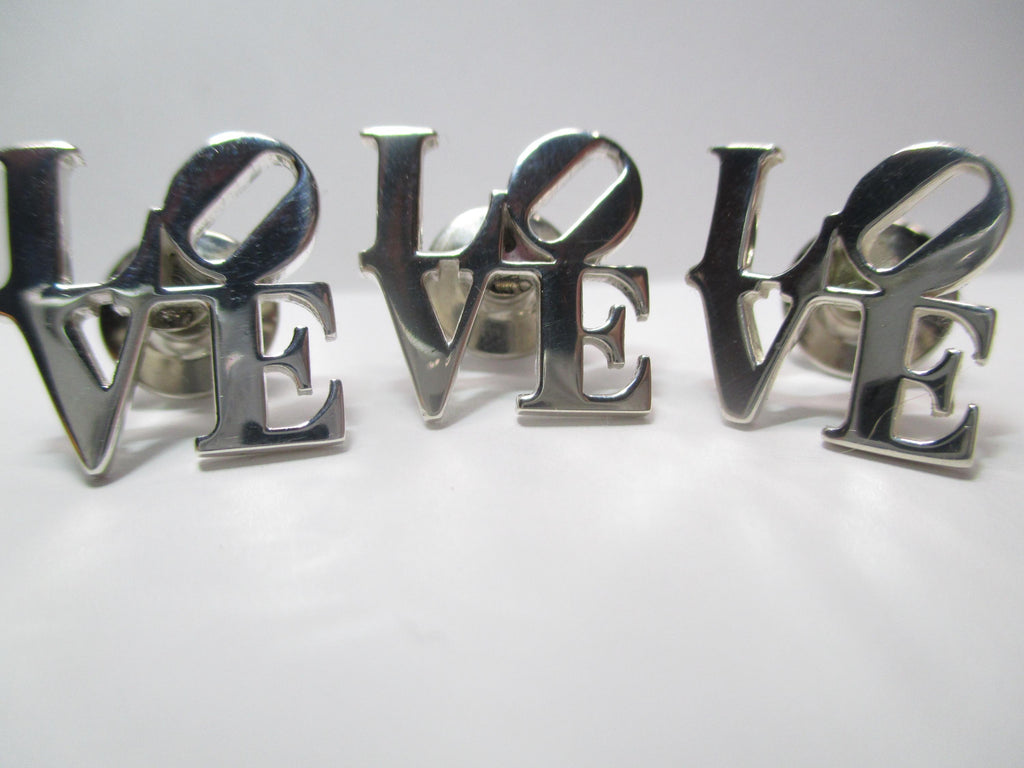 Tie pin LOVE or cuff link custom made in Sterling silver