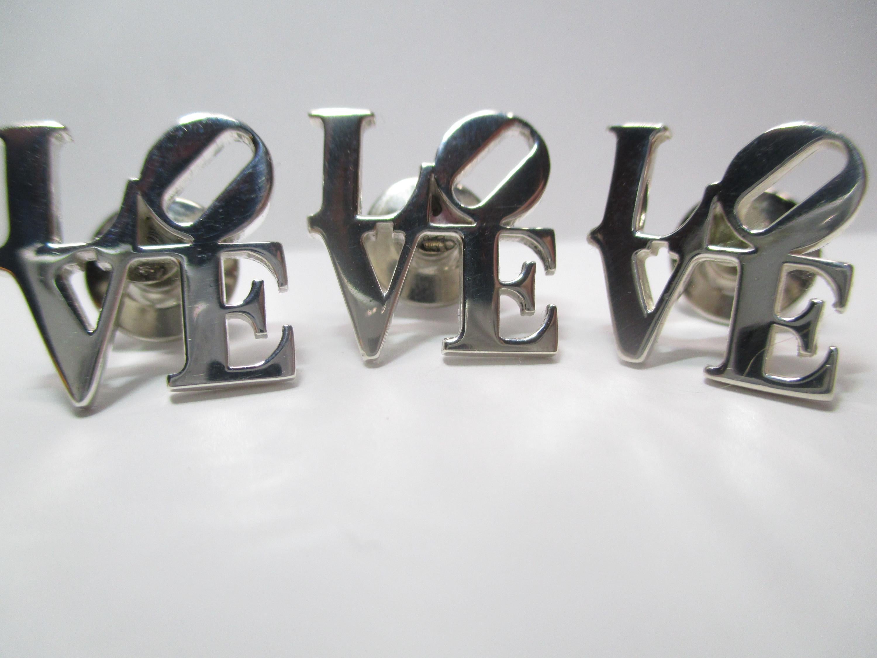 Tie pin LOVE or cuff link custom made in Sterling silver
