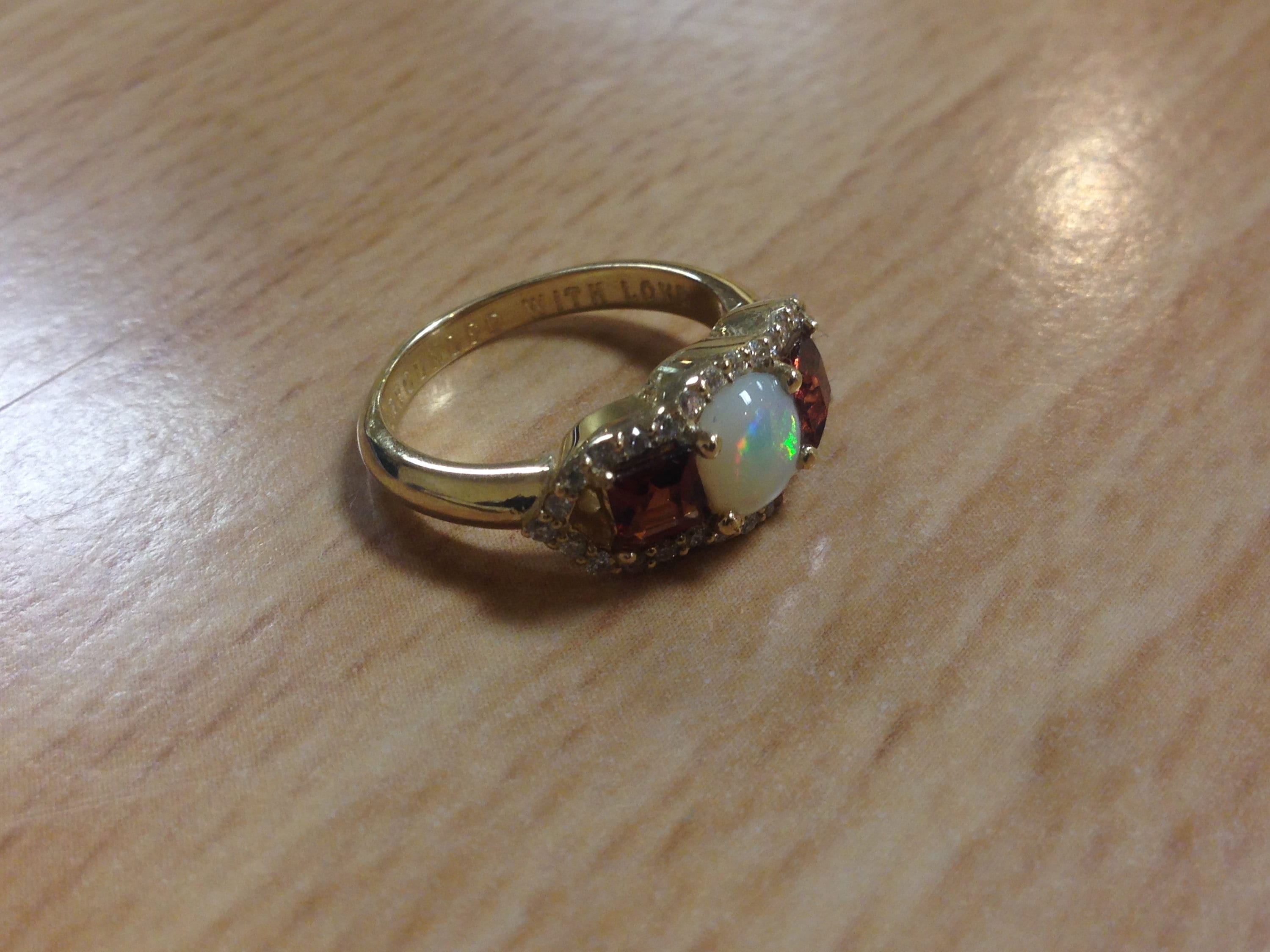 Opal Engagement Ring: 14K gold, Australian Opal & Diamond