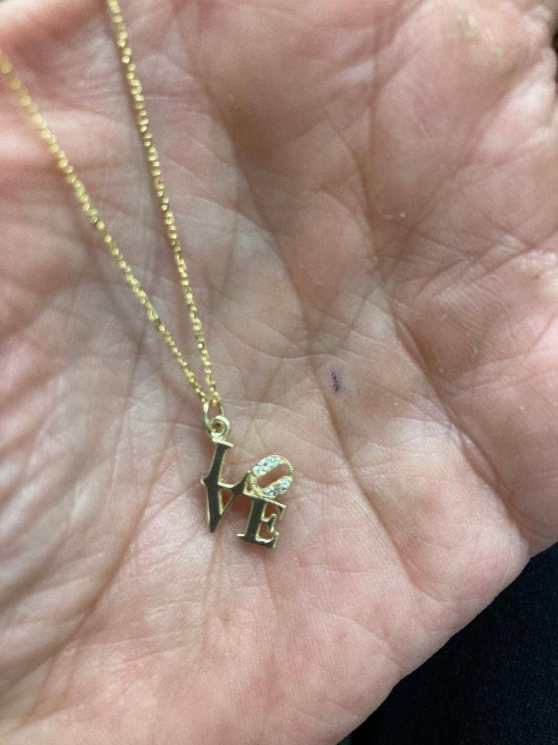 Diamond LOVE Pendant Necklace: Petite 10 mm version in 14K Gold or Sterling Silver