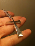 Cross-Carpenters cross  unique handmade modern design in Sterling Silvercan be set with birthstones or gemstones of your choice. Custom engraving available.