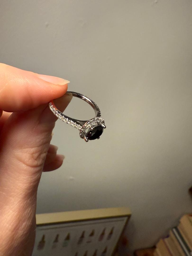 Black Diamond Halo Engagement Ring: 14K White Gold, .43ctw Diamonds