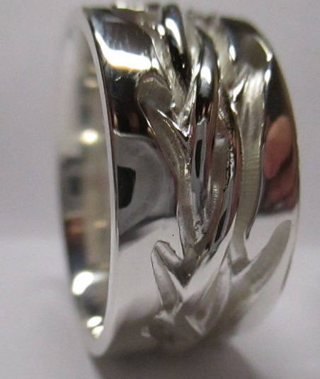 Crown of Thorns Sterling Silver Wedding Band – Wide Band Ring