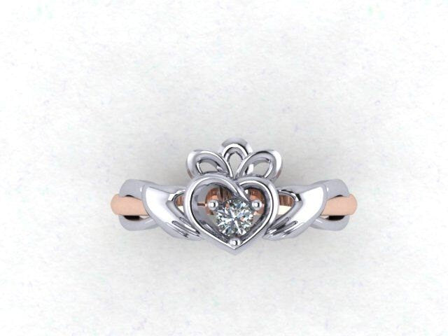 14k Gold Claddagh Ring: Celtic Irish Engagement or Promise Ring