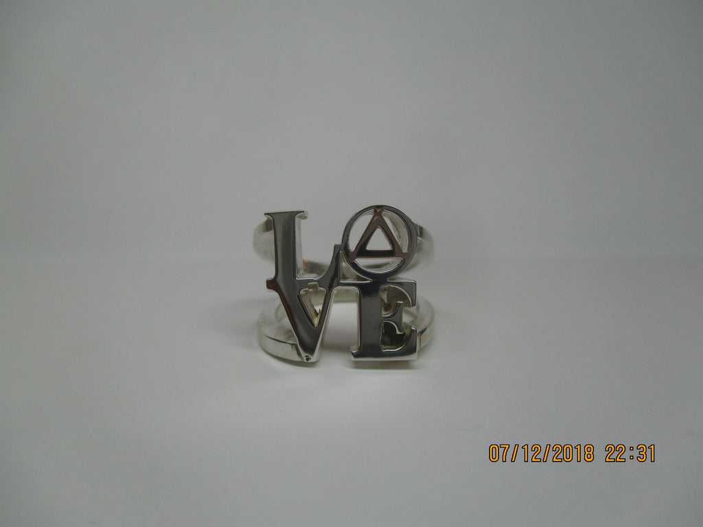 Sober Anniversary Gift recovery AA NA Love Ring in sterling silver