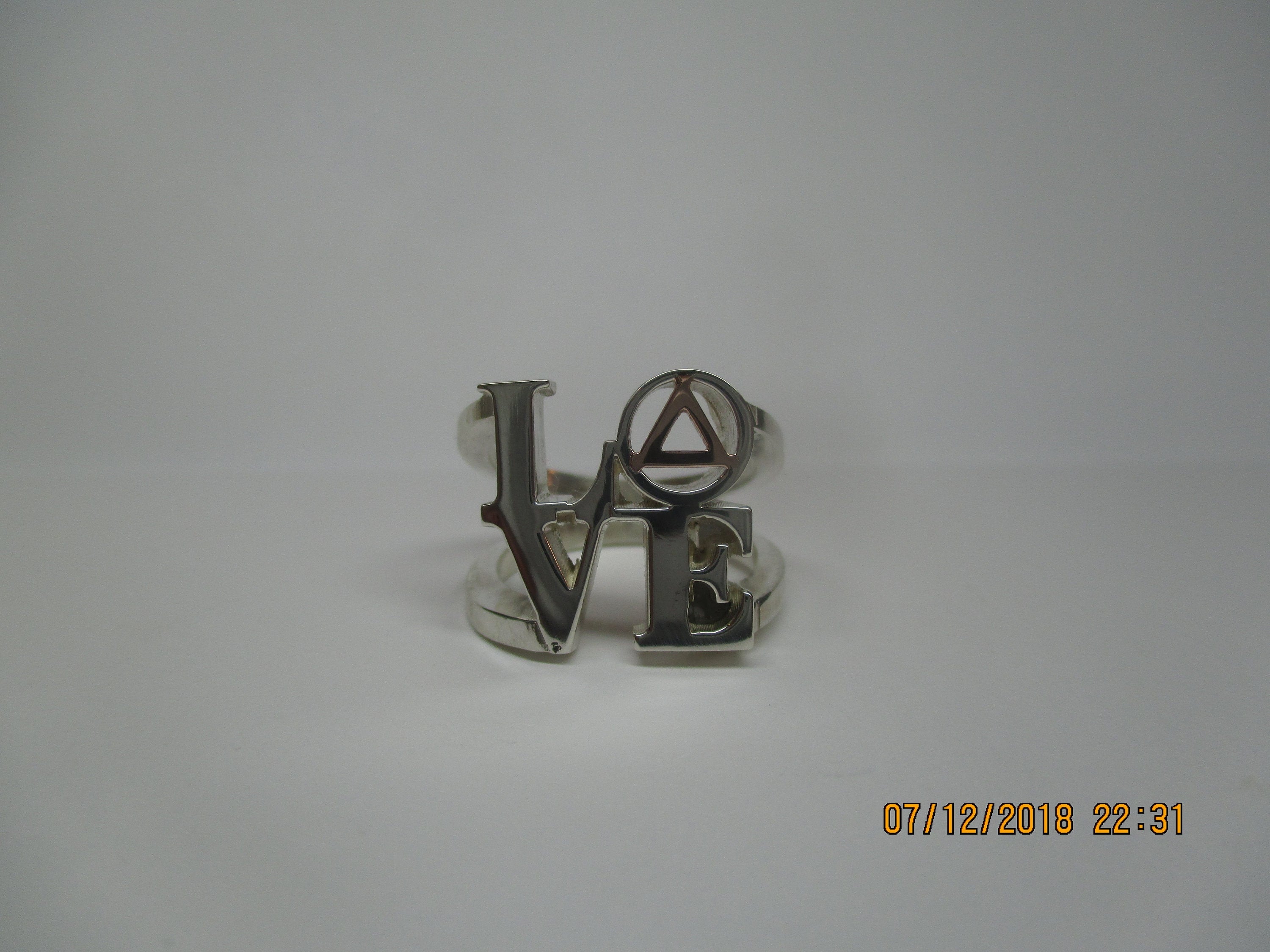 Sober Anniversary Gift recovery AA NA Love Ring in sterling silver