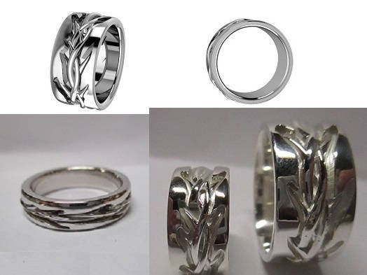 Crown of Thorns Sterling Silver Wedding Band – Wide Band Ring