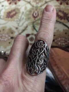 Bold wide Diamond ring in Sterling Silver - Victorian Statement Jewelry