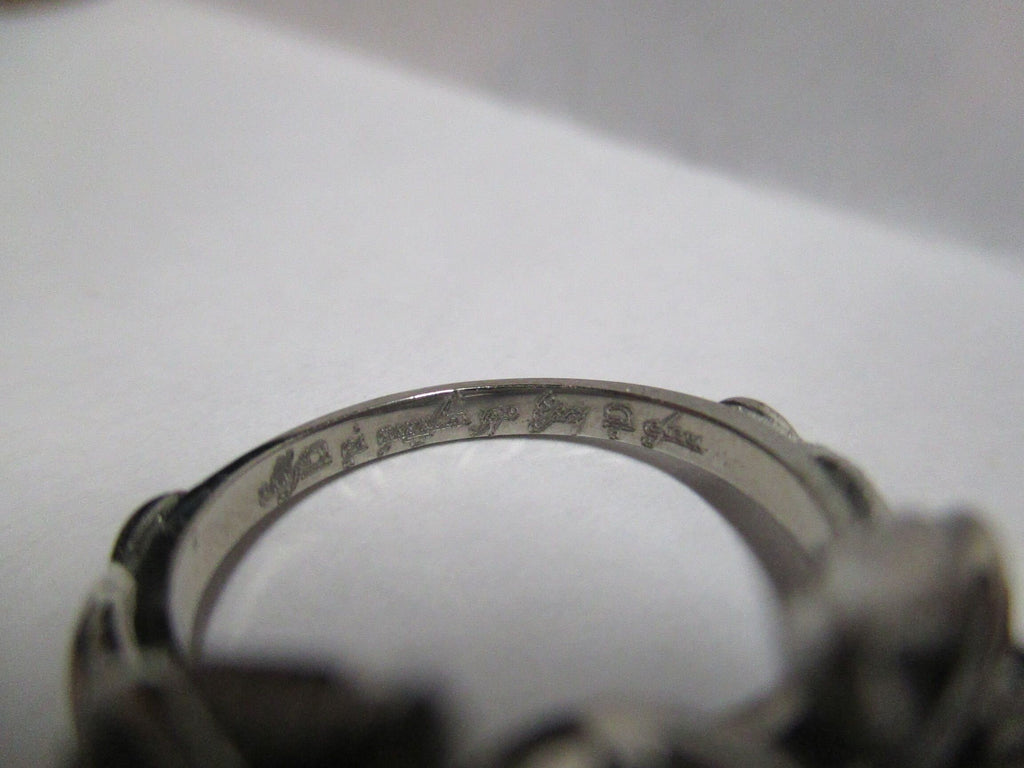 Elvish 14K White Gold Ring: Blue Topaz, Diamond, Leaves & Vines