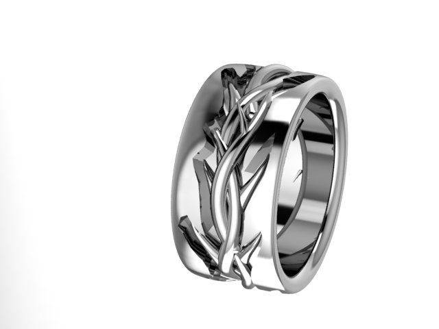 Crown of Thorns Sterling Silver Wedding Band – Wide Band Ring