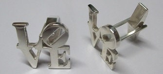 Tie pin LOVE or cuff link custom made in Sterling silver