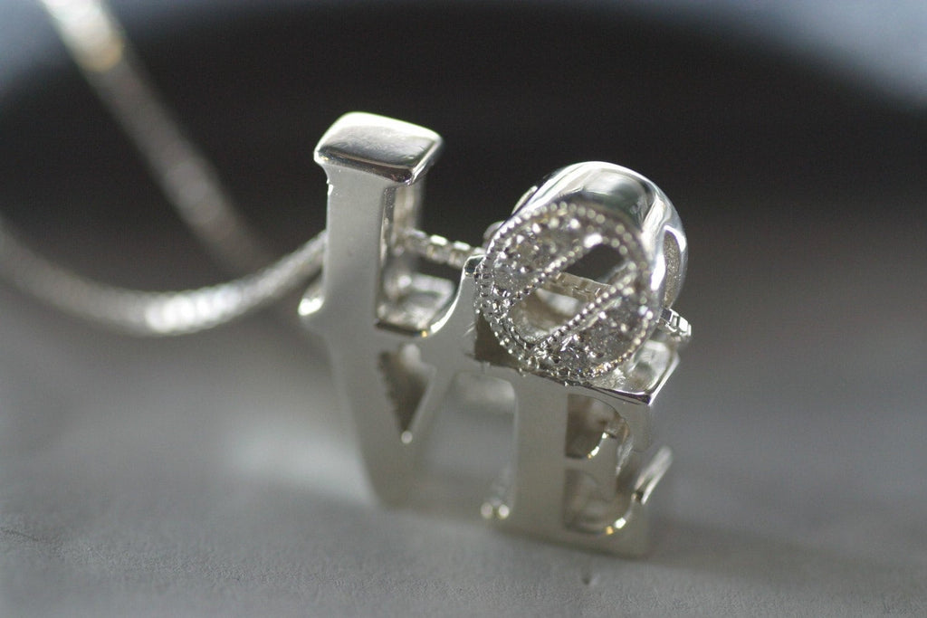 Sterling Silver Love Pendant Necklace - Handmade