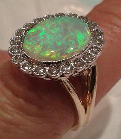 Opal Engagement Ring: 14K gold, Australian Opal & Diamond
