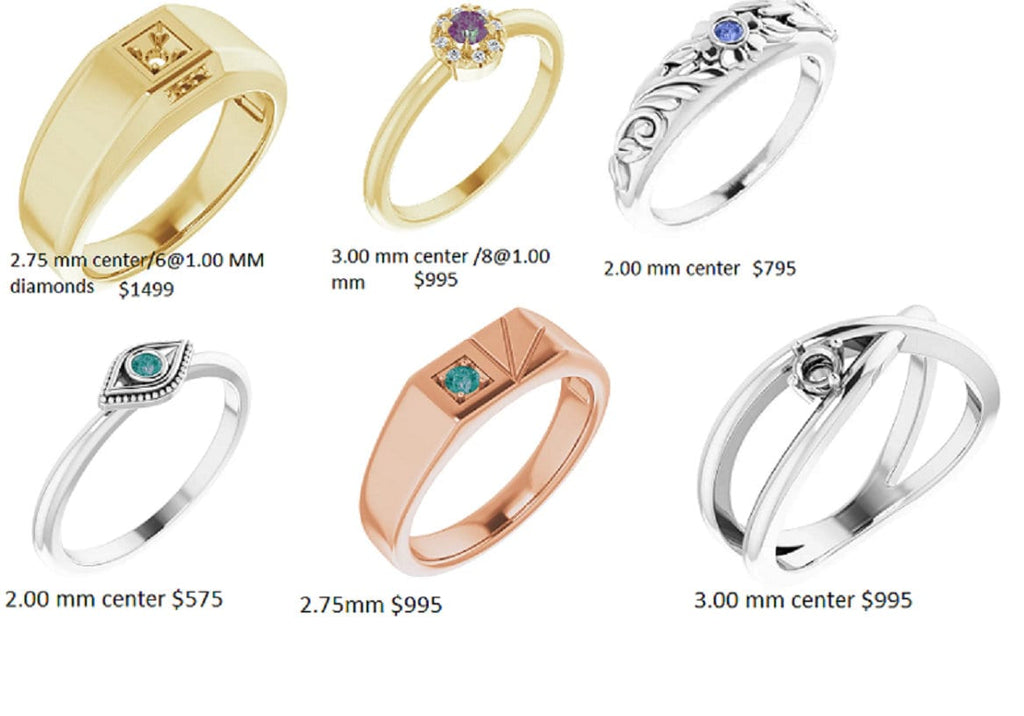 Birthstone Ring: Alexandrite natural color change gems in 14K or Sterling Silver