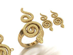 Eyelash Viper Snake Ring, necklace : Solid 14k Gold or Sterling Silver