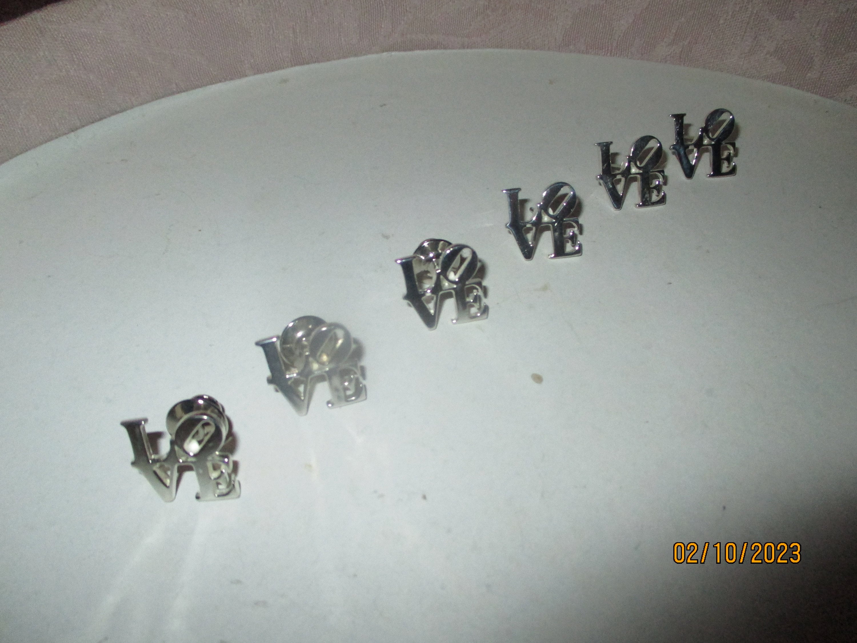 Tie pin LOVE or cuff link custom made in Sterling silver