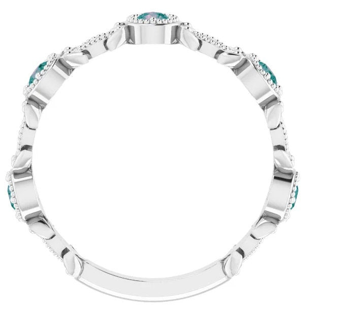 Birthstone Ring: Alexandrite natural color change gems in 14K or Sterling Silver