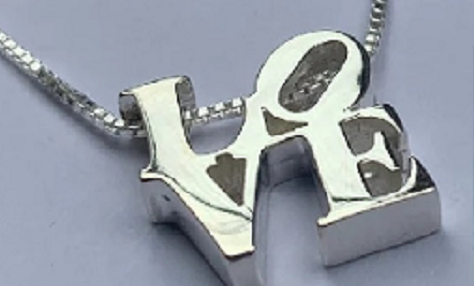 Sterling Silver Love Pendant Necklace - Handmade