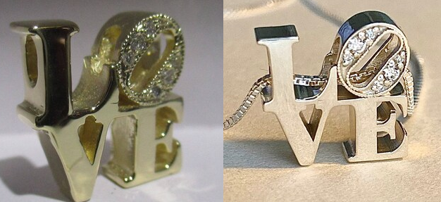 Sterling Silver Love Pendant Necklace - Handmade