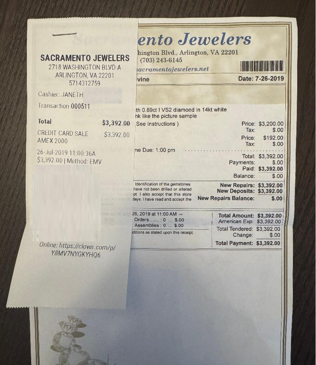 14K yellow gold diamond engagement ring with  .89 carat H VS2 Round Brilliant cut natural diamond