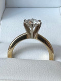14K yellow gold diamond engagement ring with  .89 carat H VS2 Round Brilliant cut natural diamond