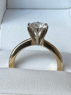 14K yellow gold diamond engagement ring with  .89 carat H VS2 Round Brilliant cut natural diamond
