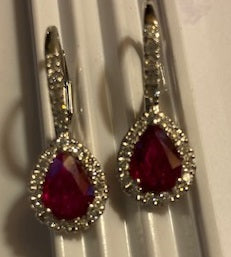 14K gold emerald drop and dangle earrings Sapphire, ruby and all gemstones also available