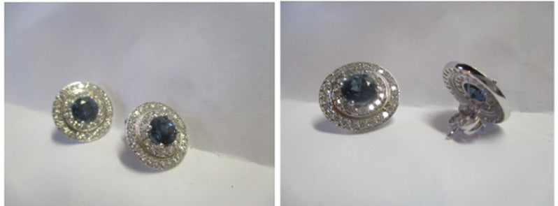 14K gold emerald drop and dangle earrings Sapphire, ruby and all gemstones also available