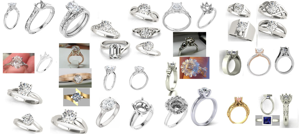 Lab Grown custom made solitaire 1.50-5.10, all shapes, many settings. Natural Diamonds also available
