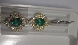 14K gold emerald drop and dangle earrings Sapphire, ruby and all gemstones also available