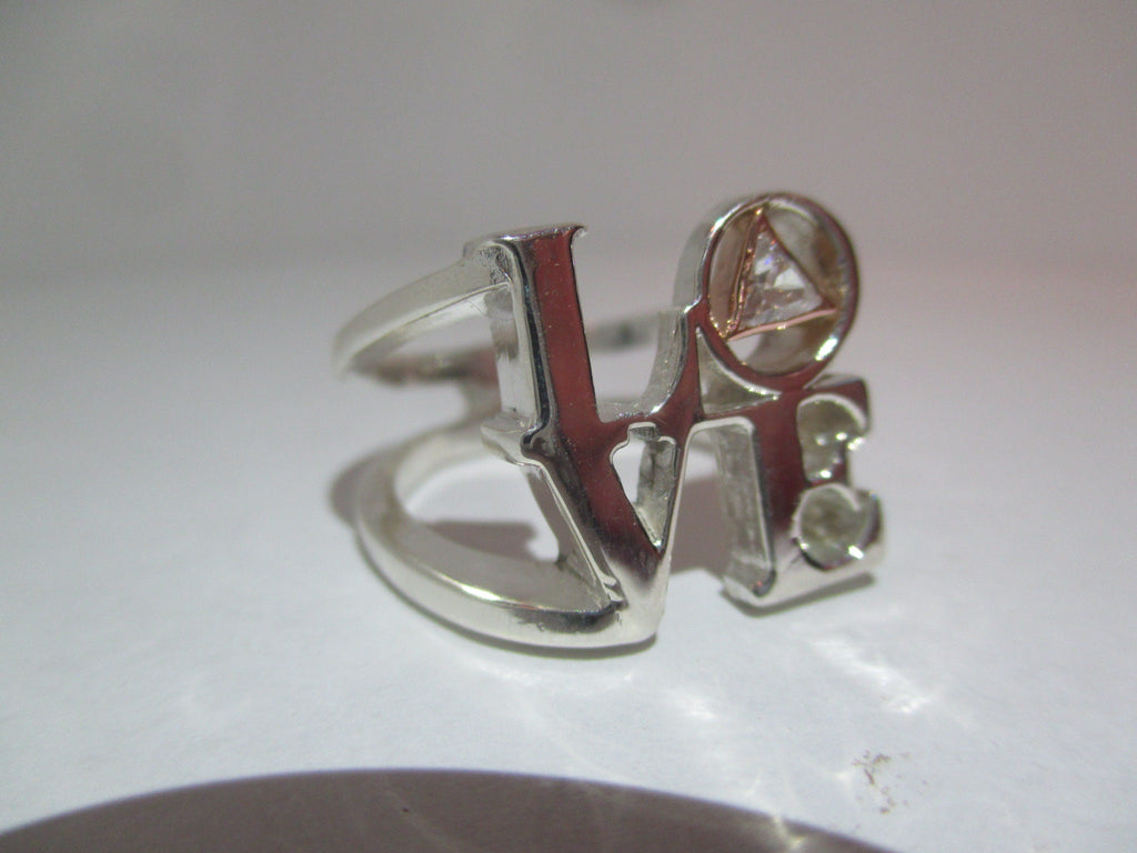 Sober Anniversary Gift recovery AA NA Love Ring in sterling silver