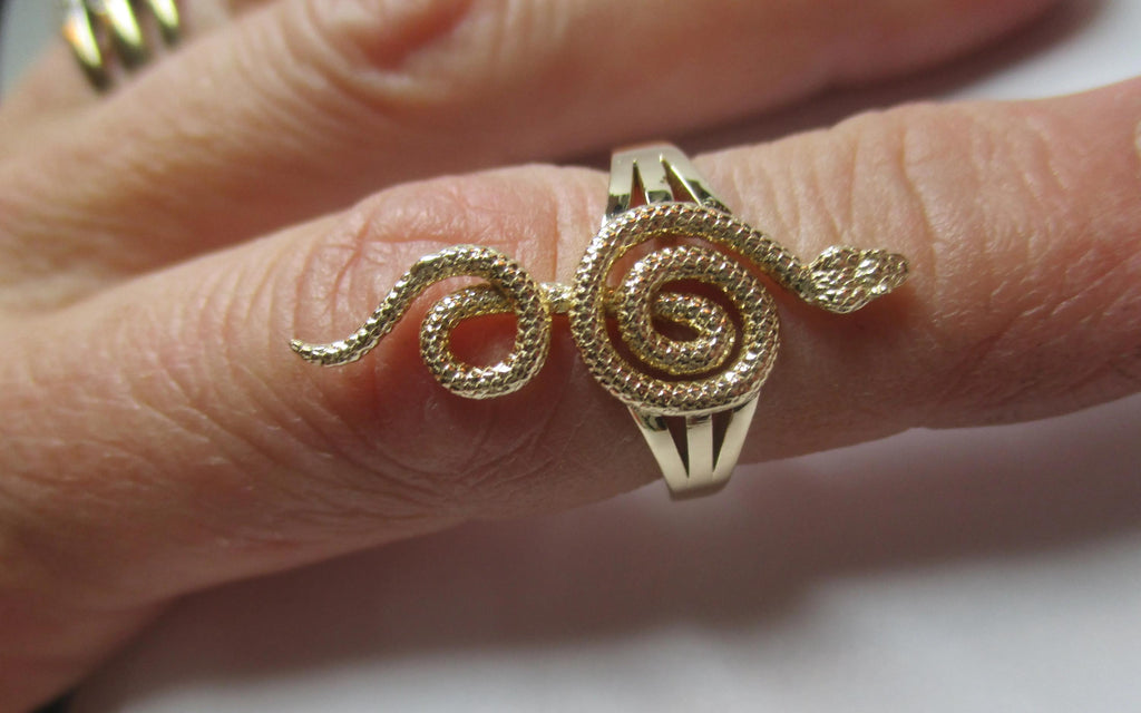 Eyelash Viper Snake Ring, necklace : Solid 14k Gold or Sterling Silver